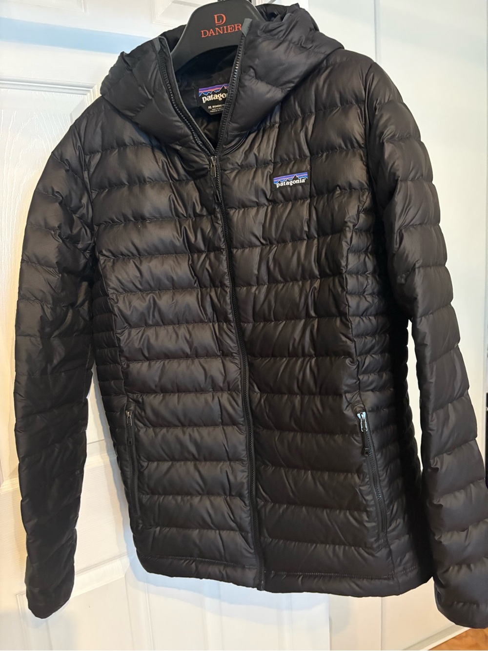 Patagonia Black Quilted Down Hooded Jacket